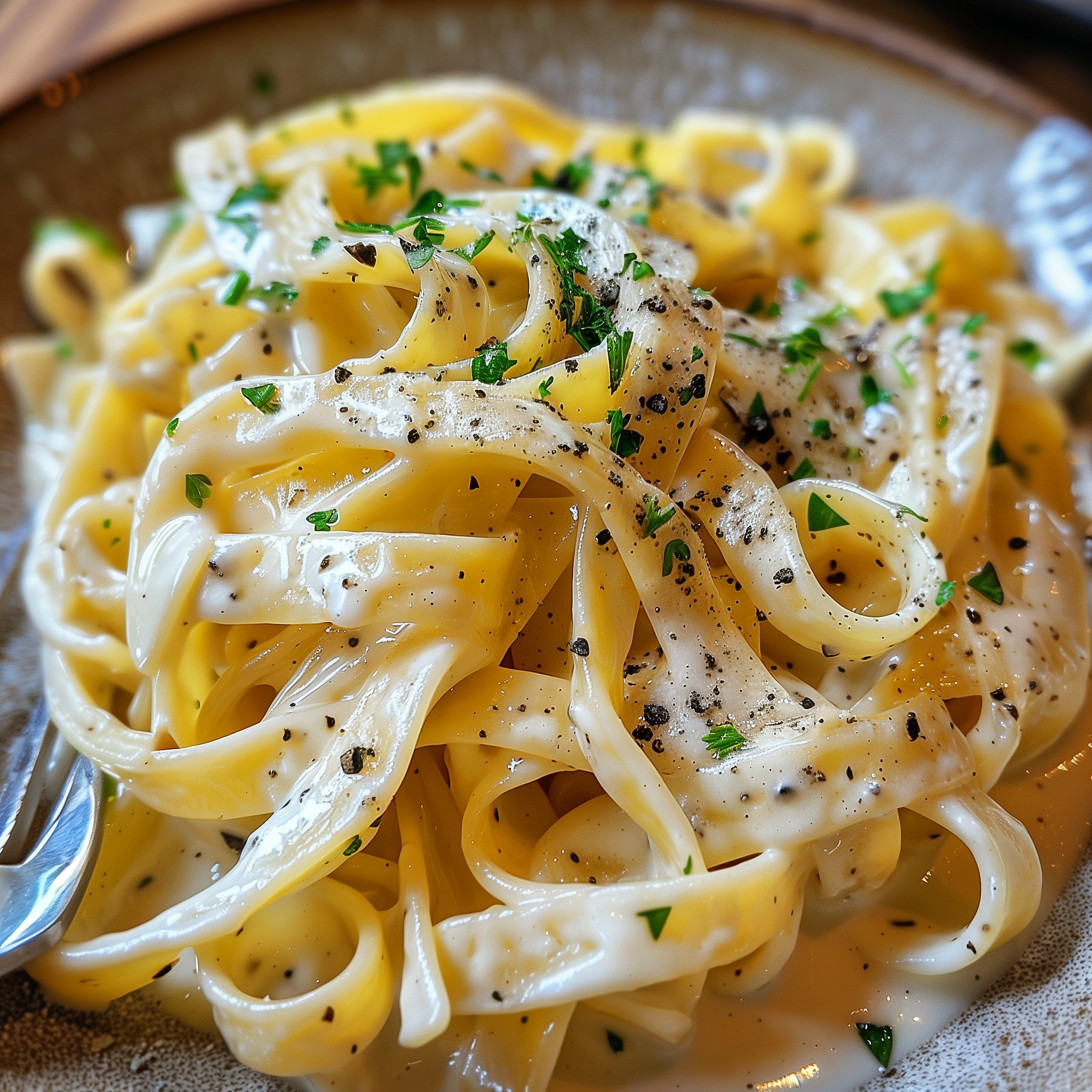 Creamy-Herb-Garnished-Pasta-Close-Up