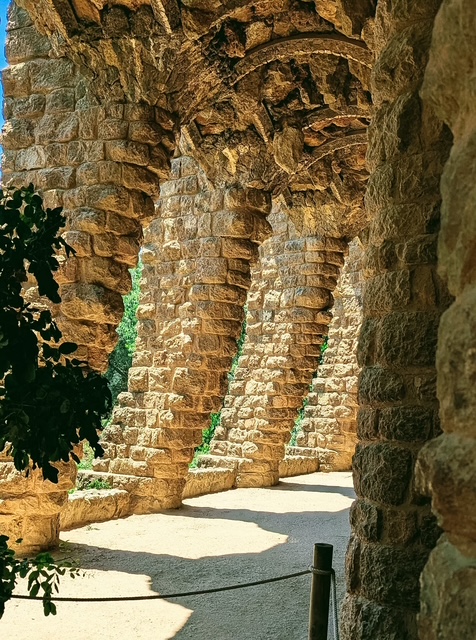Park Güell's stonework — unworked mountain stone, shaped into something almost organic.